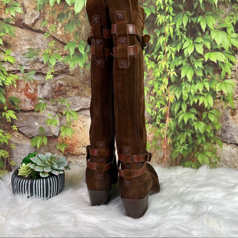 FRYE Oiled Brown Leather Classic Jane Heritage Strappy Boots, 6.5B - Picture 8 of 14